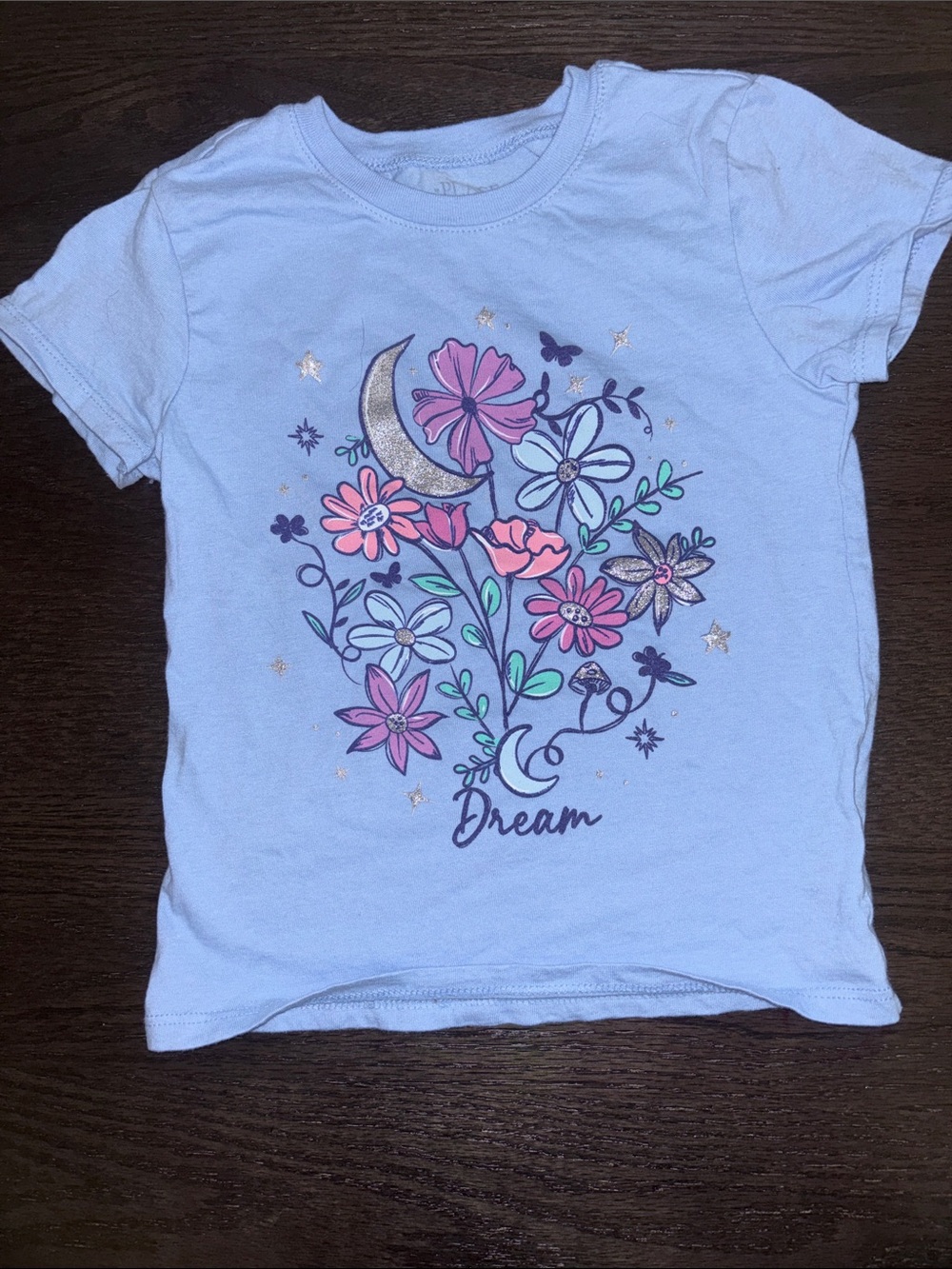 The Children's Place Light Blue Floral 'Dream' Tee with Glitter Moon